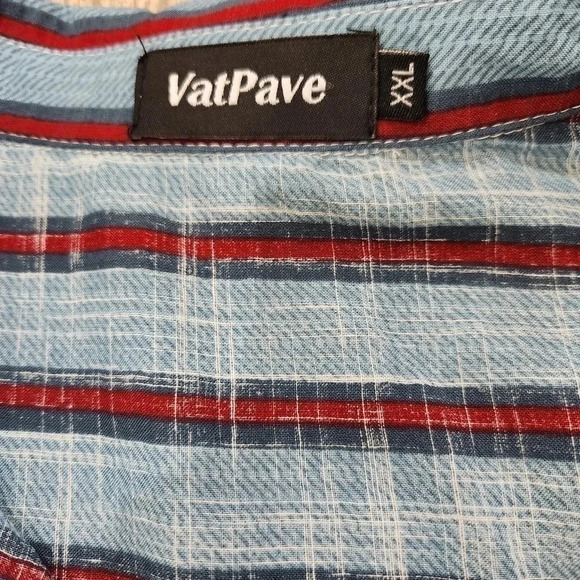 VATPAVE  70% COTTON Short Sleeve Striped  Shirt, Men's XXL - Picture 4 of 5